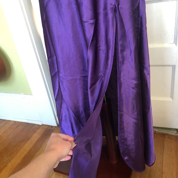 VTG Victoria Secret Long Nightgown Slip Dress Purple Satin S Lingerie Gold Label - Picture 3 of 9